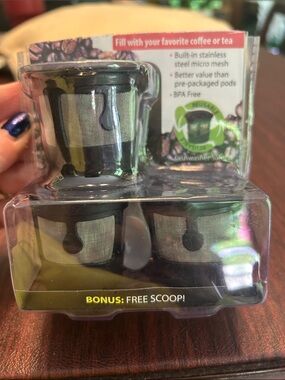Three Reusable Black Stainless Steel Coffee & Tea Infuser Set with Bonus Scoop!